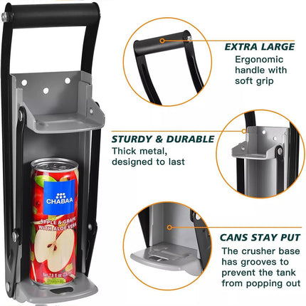 Can Crusher 16oz Beer Soda Smasher Aluminium Recycling Wall mount bottle opener
