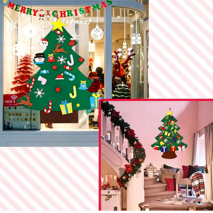 26Pcs Without Light Felt Christmas Tree Set DIY with Removable Ornaments Xmas Hand Craft Decorations