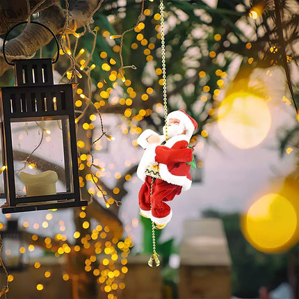 Electric Christmas Santa Claus Climbing Rope Ladder Musical Toy Xmas Gift Decors