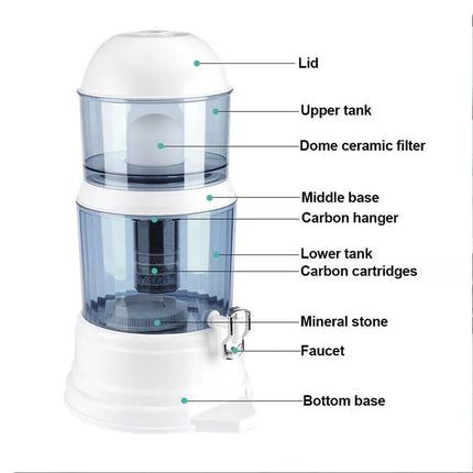 14L Water Purifier Ceramic Water Filter 8 Stages Bench Top Water Filter Carbon