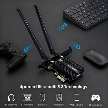 WiFi 6E PCIe Card Intel Chips Bluetooth 5.3 2.4G 5G 6GHz PC PCI Wireless Adapter