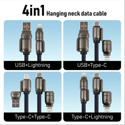 Black Phone Lanyard With Fast Charging Cable Crossbody 240w Type c iPhone Samsung