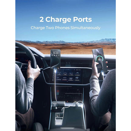 White USB-C Fast Car Charger with Charging Cable Adapter iPhone Samsung