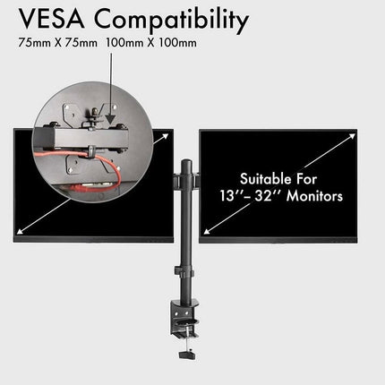 Monitor Arm Dual Desk Mount 32'' Displays Screen Bracket Computer Holder Stand