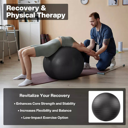 75cm Black Swiss Ball Yoga Ball Birth Ball Exercise Ball Pilates Gym