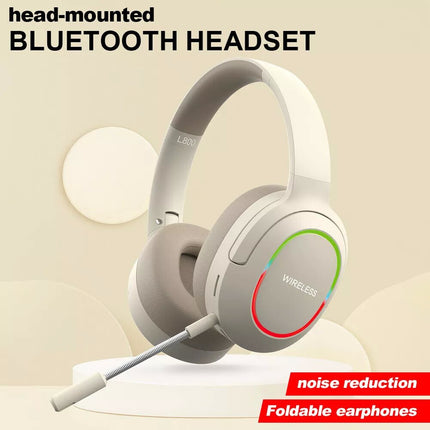 Khaki Gaming Headset Headphone with Microphone Volume Wireless