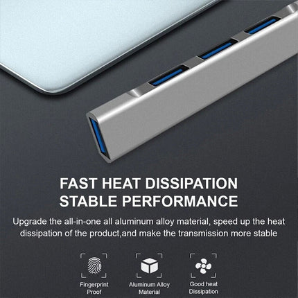Multi USB 3.0 Hub 4 Port High Speed Slim Compact Expansion Smart Splitter Type-C
