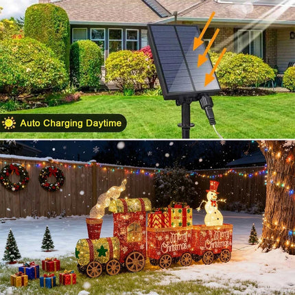 Lighted Christmas Decorations 3 Trains Snowman Light up Front Yard Solar Powered