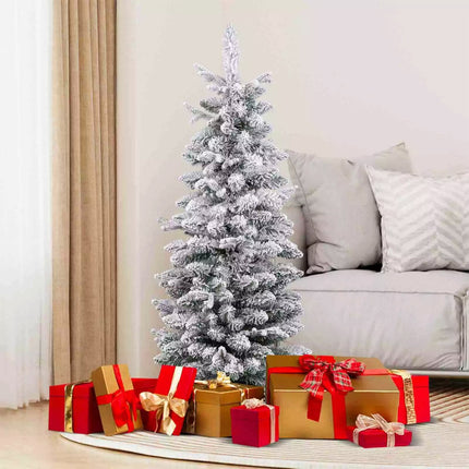 1.2M Pre-lit Potted Christmas Tree Snowy Xmas Decoration w/ 8 Lighting Modes PE