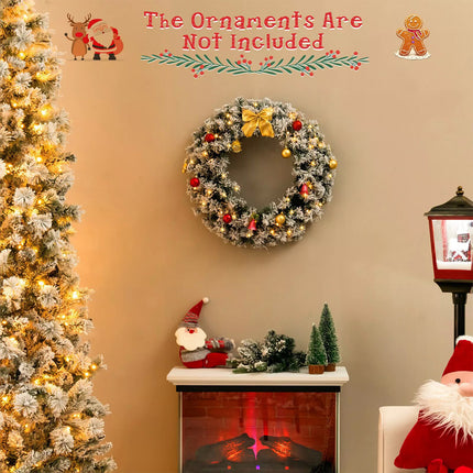 60CM Christmas Garland Wreath Xmas Hanging Decoration LED Lights Window Wall