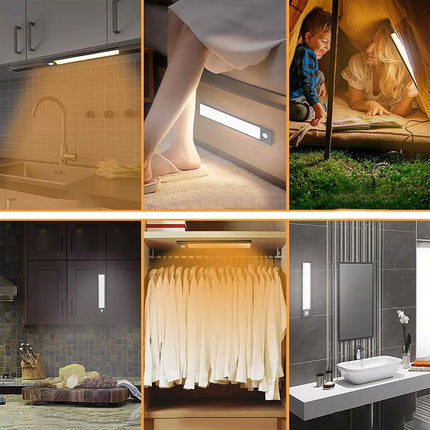40cm Black Rechargeable Magnetic LED Motion Sensor Under Closet Light Cabinet Dimmable Lamp