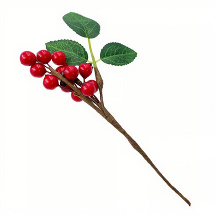 10pcs Christmas Red Holly Berry Leaf Decor Craft Artificial Berry Picks Gift Wrap