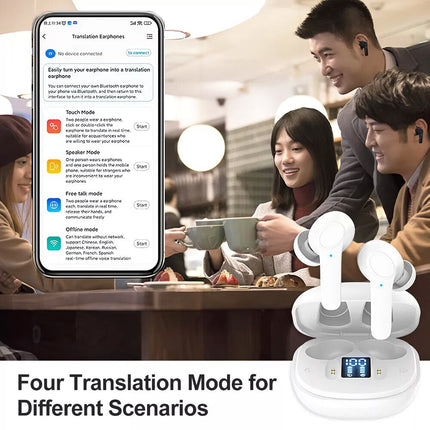 White Language Translation Earbuds 144 Languages Real Time Two-Way Translator Pods