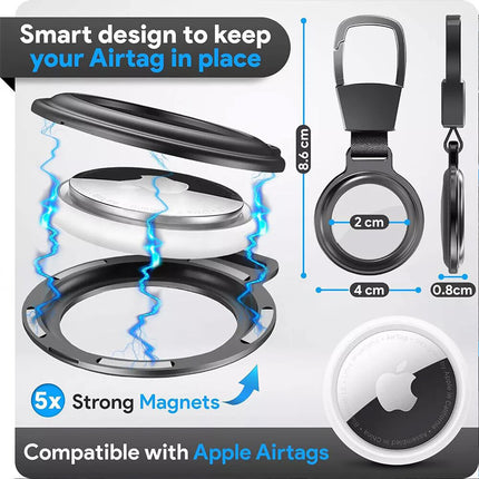 4 Pcs For Apple AirTag Heavy Duty Metal Magnetic Case Air Tag Shell Shockproof Cover