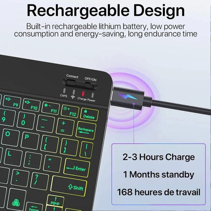Black Bluetooth Wireless Keyboard Cordless Mouse Backlit Portable For Laptop Desktop