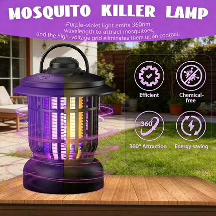 Electric LED Insect Zapper Mosquito Trap Catcher Lamp - Black