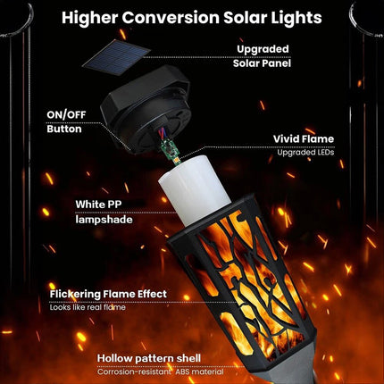 2 Packs Halloween Decoration Outdoor Solar Lights Torch Light Flickering Flame Pathway