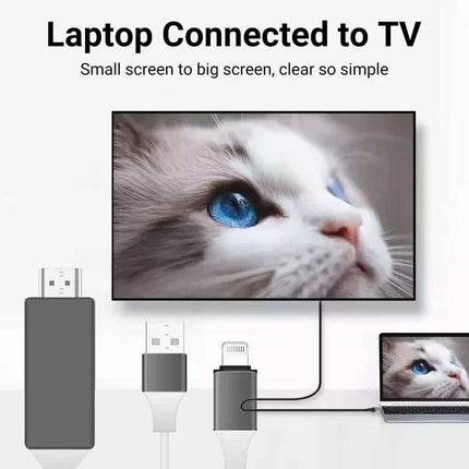 White 2m MFi Certified 8-Pin to HDMI Cable Digital TV AV Adapter For iPhone 14 13 iPad