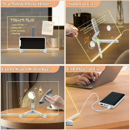 30*20CM LED Note Board With Colors Acrylic Dry Erase Board With Light