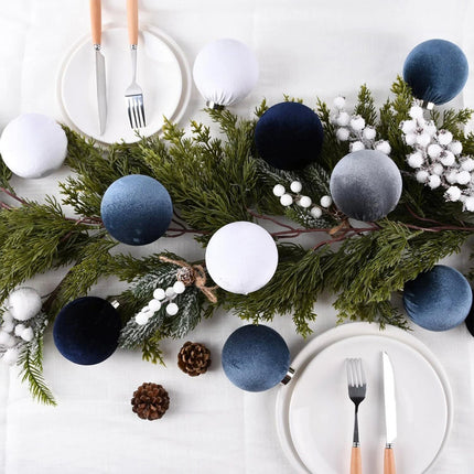 Christmas Tree Ornaments Velvet Balls - Pack of 12Pcs Shatterproof Xmas Bulbs