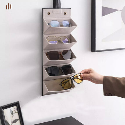 Black 5 Slot Eyeglasses Holder Storage Box Sunglasses Case Glasses Organizer