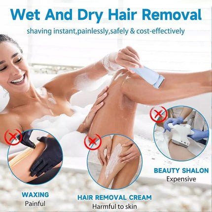 Blue Cordless Womens Electric Shaver Razor - 2-in-1 Gentle & Efficient Hair Trimmer