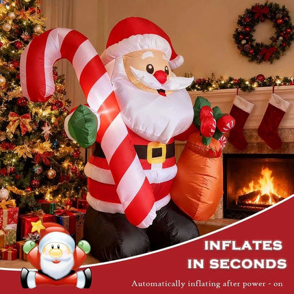 6Ft Inflatable Christmas Cute Fat Santa Claus With LED lights decoration Xmas