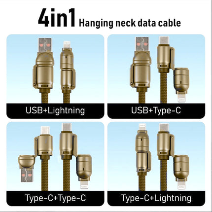 Gold Phone Lanyard With Fast Charging Cable Crossbody 240w Type c iPhone Samsung