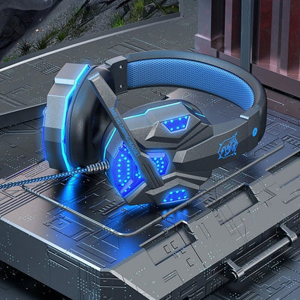 Blue Noise Cancelling USB 3.5mm Wired Gaming Headphones Bass HiFi Over Ear Earphone