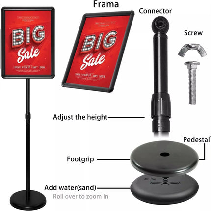 A4 Floor Poster Stand Foyer Pedestal Sign Holder Business Menu Display Stand