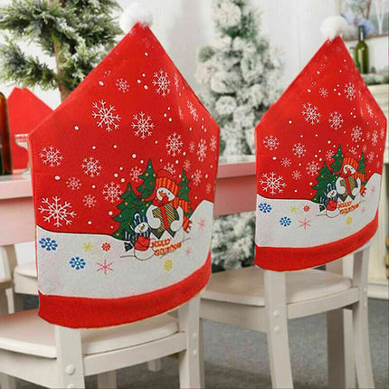 10x Christmas Chair Covers Dinner Table Snowman Hat Home Décor Ornaments
