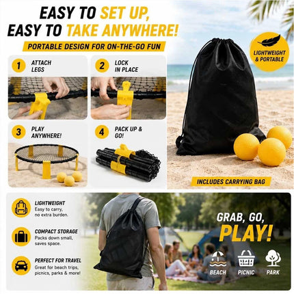Roundnet Game Set with 3 Balls and Carry Bag Outdoor Beach Backyard Sports Game