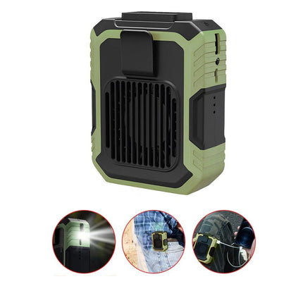 Green Portable Waist Clip USB Fan Hanging Cooling Power Bank Fans Travel Rechargeable