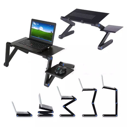 Portable Foldable Laptop Stand Desk Table Tray Adjustable Bedside w Mouse Pad