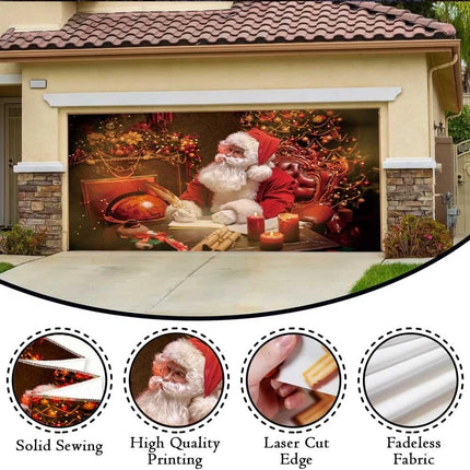 Christmas Garage Door Decoration Xmas Eve Banner Cover Backdrop Wall Decor Post