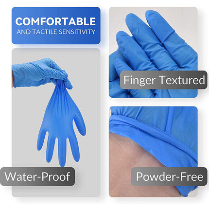 100Pcs Thick Disposable Nitrile Gloves Glove Rubber Powder Free Industry Blue Extra Large