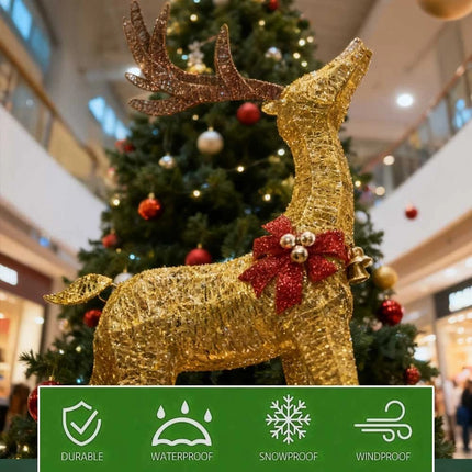 4.2ft Christmas Decoration Reindeer LED Lights Light up Solar Iron Frame Door De