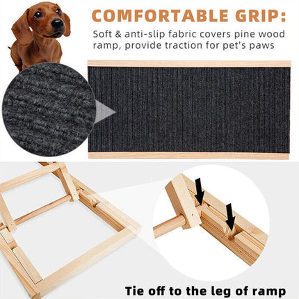 Wooden Foldable Dog Pet Ramp Adjustable Height Dogs Stairs for Bed Sofa Car