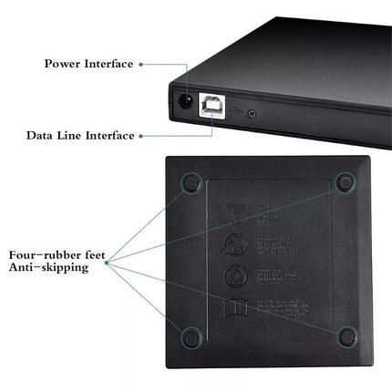 Portable Slim USB 2.0 External DVD Drive Reader Disc For Windows Laptop Burner