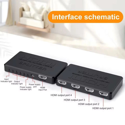 1 in 4 Out HDMI Splitter Full Ultra HD 1080P 4K/2K 3D PC STB PS3 V1.4 Powered