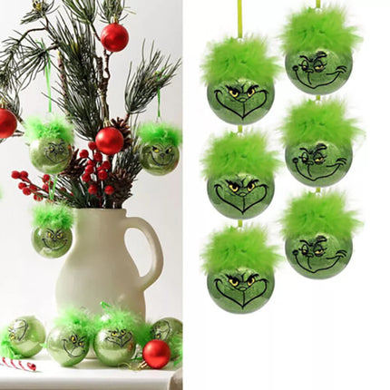 12PCS Grinch Christmas Baubles Christmas Tree Ornament Xmas Ball Party Decor