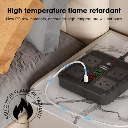 Surge Protector Power Board 4 Outlets USB A C Port Individual Switch Power Strip