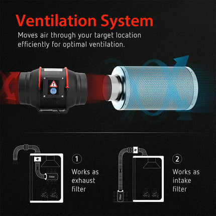 High-Performance Vent Inline Fan 6'' 8 '' Exhaust Ventilation Tube Duct W/Speed Controller