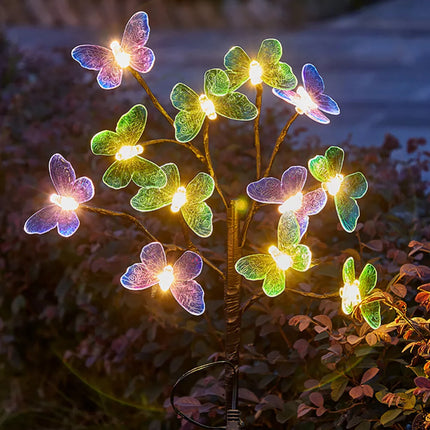 2 PACK 12LEDs Solar String Lights Butterfly Fairy Lamp Outdoor Garden Party Decor