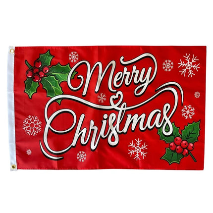 2PCS Merry Christmas Flag 3ft x 2ft / 90 x 60cm Santa Holly Christmas Flag