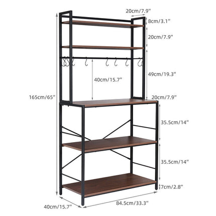 Kitchen Bakers Rack Industrial Microwave Stand 5Tier Storage ShelfCoffee Station