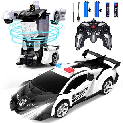 Transformer RC Robot Car 2 IN1 Remote Radio Control Xmas Gift Toys for Kids Black/White