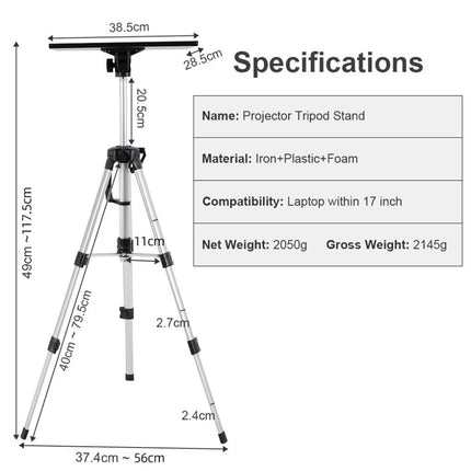 Adjustable Notebook Laptop Projector Tripod Lectern Stand with Tray, Carry Bag