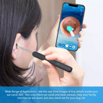 Ear Cleaner Ear Wax Remover Camera Cleaning Removal Pick Tool Light Visual Scoop Black