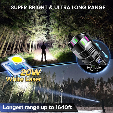 1500000lm LED Flashlight Torch Zoom Light Super Bright Camping Rechargeable Lamp